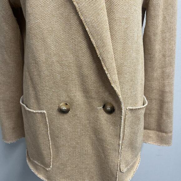 TopShop Blazer Jacket sz 6 Khaki White Tweed Stretch Career Casual Pockets - Picture 5 of 9